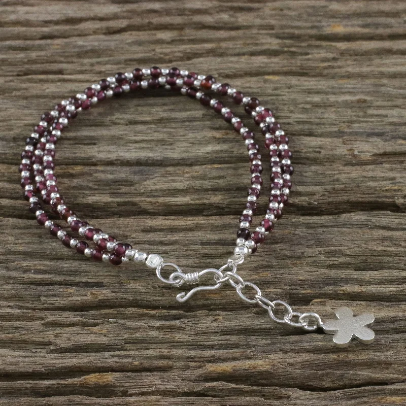 - Pet stroller can be taken on the planeNatural Joy Karen Silver and Garnet Beaded Bracelet from Thailand