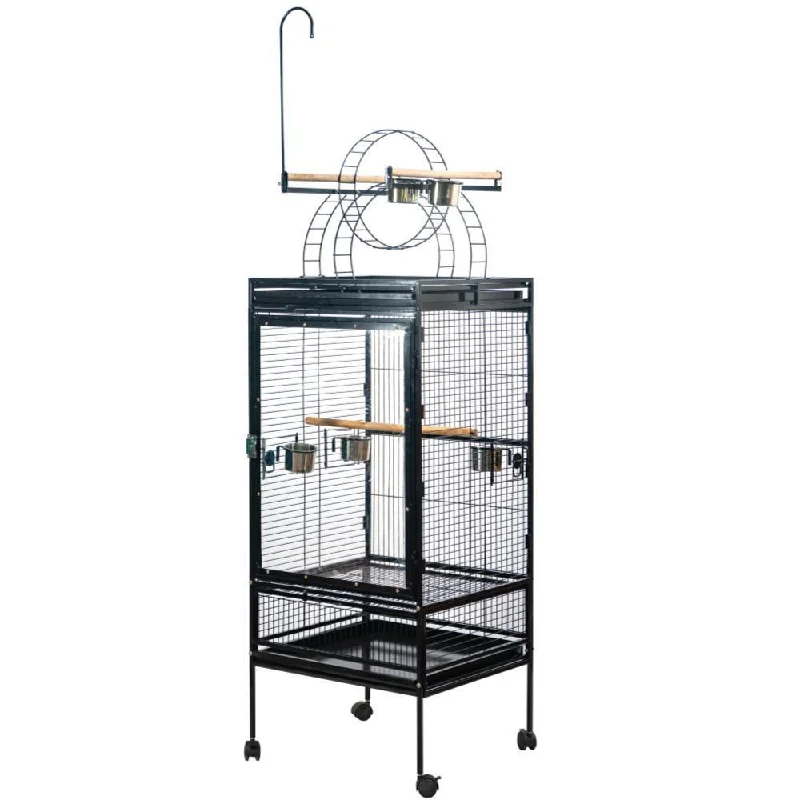 ---YES4PETS 174 cm Large Bird Budgie Cage Parrot Aviary With Metal Tray and Wheel