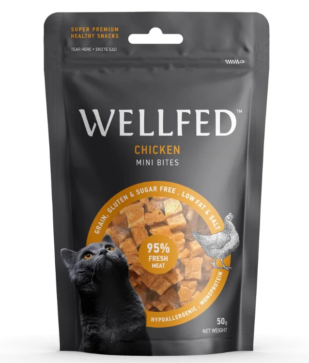    - Cat food for picky eaters  Wellfed Chicken Mini Bites 50g