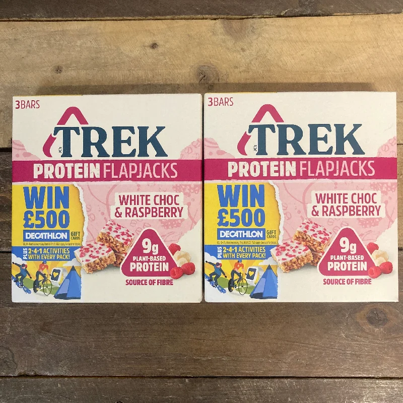 ---12x Trek White Chocolate & Raspberry Protein Flapjacks (4 Packs of 3x50g)