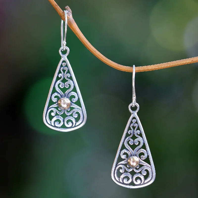 - Postoperative pet anti-licking Elizabethan collarTemple Spire Balinese Artisan Crafted 18k Gold Accent Silver Earrings