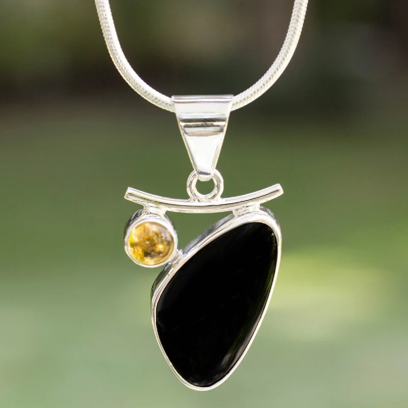 - Pet water dispenser UV sterilization versionDewdrop Artisan Crafted Taxco Silver Obsidian and Citrine Necklace