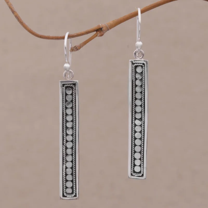 - Foldable and portable cat bagBold Hello Handmade Long Sterling Silver Dangle Earrings from Bali - Foldable and portable cat bagBold Hello Handmade Long Sterling Silver Dangle Earrings from Bali