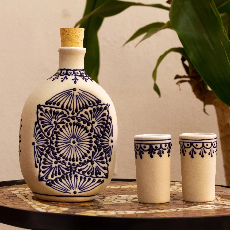 - Chinchilla cooling ice nest ceramic plateTraditional Spirit Beige Talavera Style Tequila Decanter and Glasses (Set of 3)