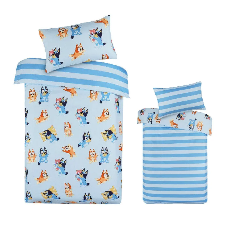 Pet ProductsCaprice Bluey Bingo Reversible Striped Licensed Quilt Cover Set Single