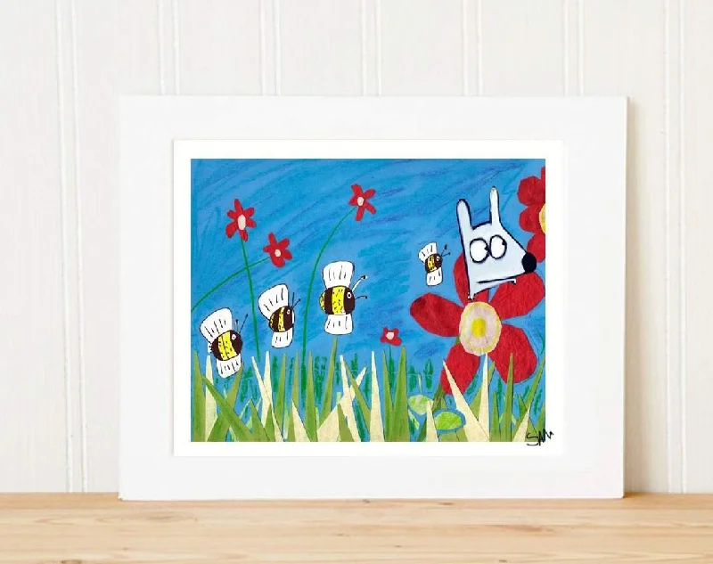 - Automatic induction pet water dispenserMatted Art Print | Stinky Dog With Bees