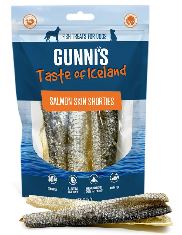  -High-fiber dog foodGUNNIS PET Salmon Skin Shorties 2.5oz