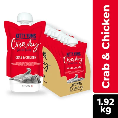 - Custom pet birthday cakeKitty Yums Lickable Crab & Chicken Creamy Cat Treat