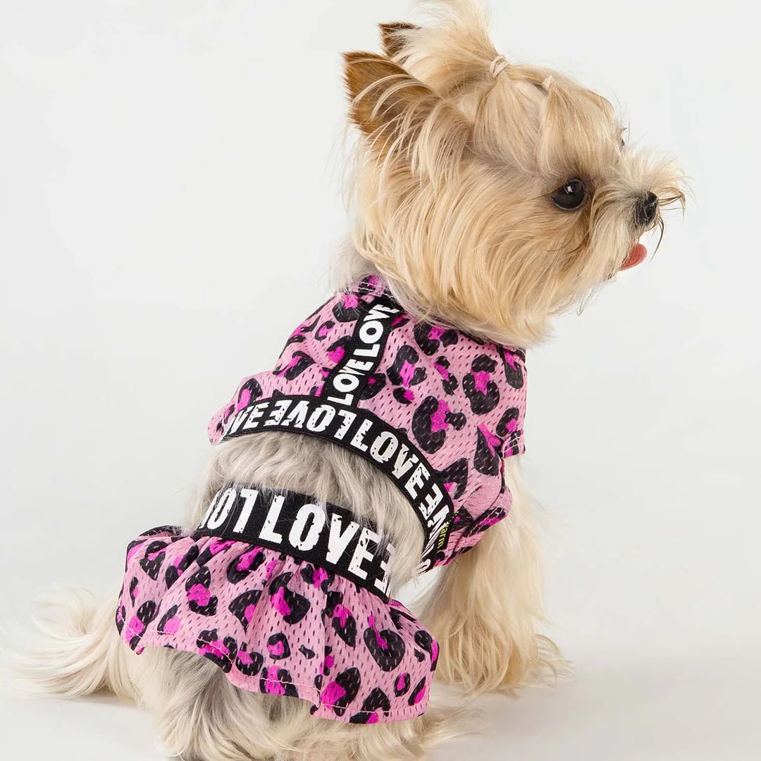 Cat clothesPink Leopard Athleisure 2 Piece Dress