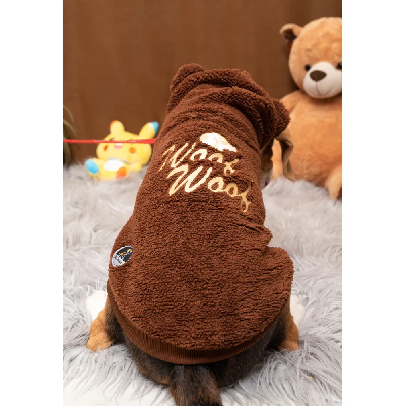 - Automatic temperature adjustment cat bedPetsnugs Woof Woof Sweatshirt for Dogs and Cats (Dark Brown)