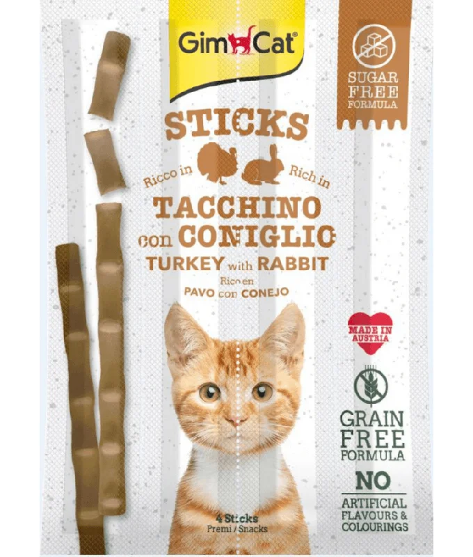    - High-fiber cat food  GimCat Sticks  Turkey and rabbit 4 Sticks