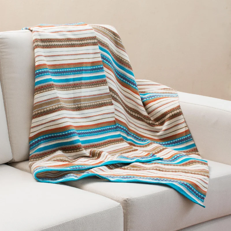 - Foldable and portable cat bagMorning Stripes Handwoven Striped Alpaca Blend Throw from Peru