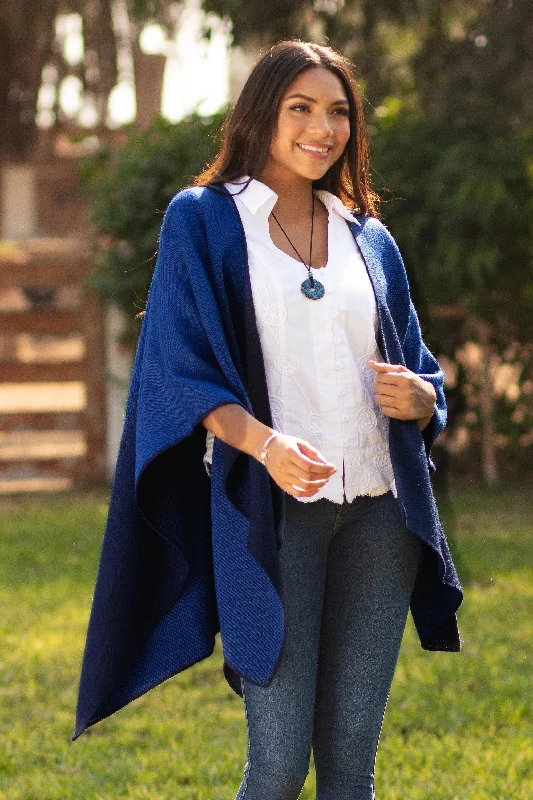 - Car dog seat beltAndean Wind in Cornflower Reversible Alpaca Blend Ruana in Cornflower and Navy