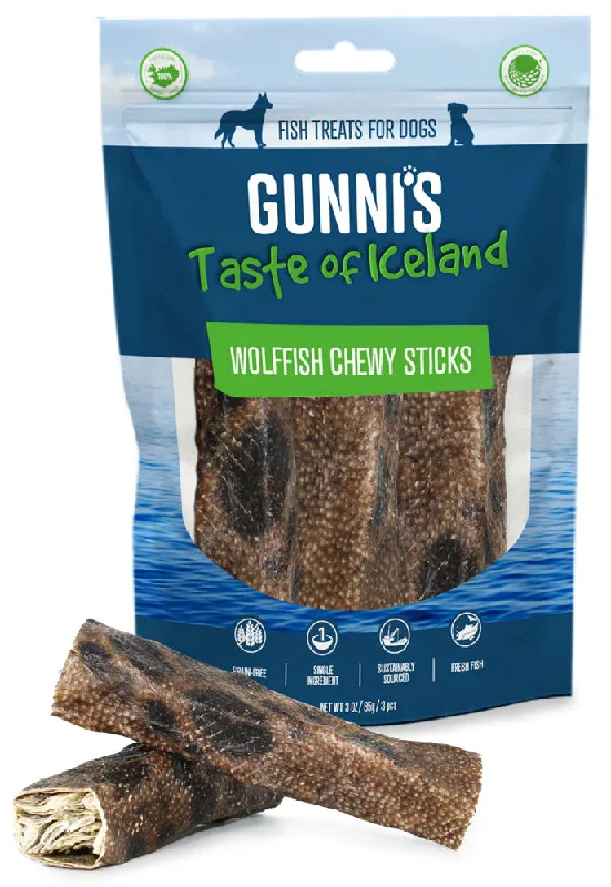  -Fish-containing dog foodGUNNIS PET Wolffish Skin Chewy Sticks 3pcs