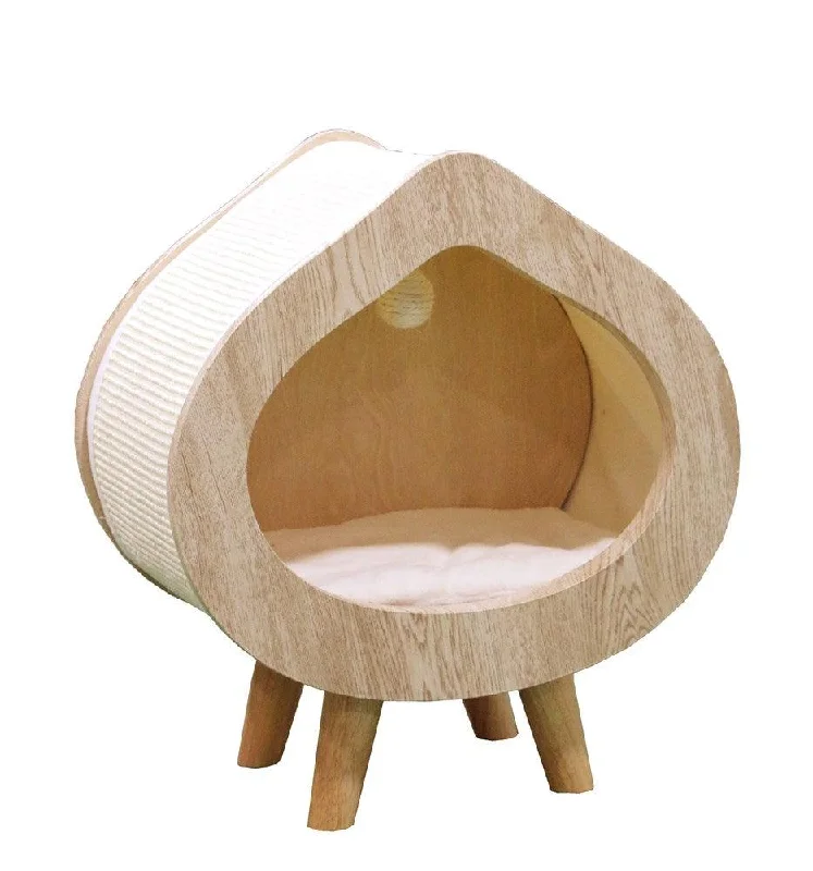 ---"Petsbelle Meditation Cat Bed: Stylish Comfort for Feline Serenity | Natural Solid Wood Design, 50x30x58cm Dimensions, Ideal Pet Retreat" ---"Petsbelle Meditation Cat Bed: Stylish Comfort for Feline Serenity | Natural Solid Wood Design, 50x30x58cm Dimensions, Ideal Pet Retreat"