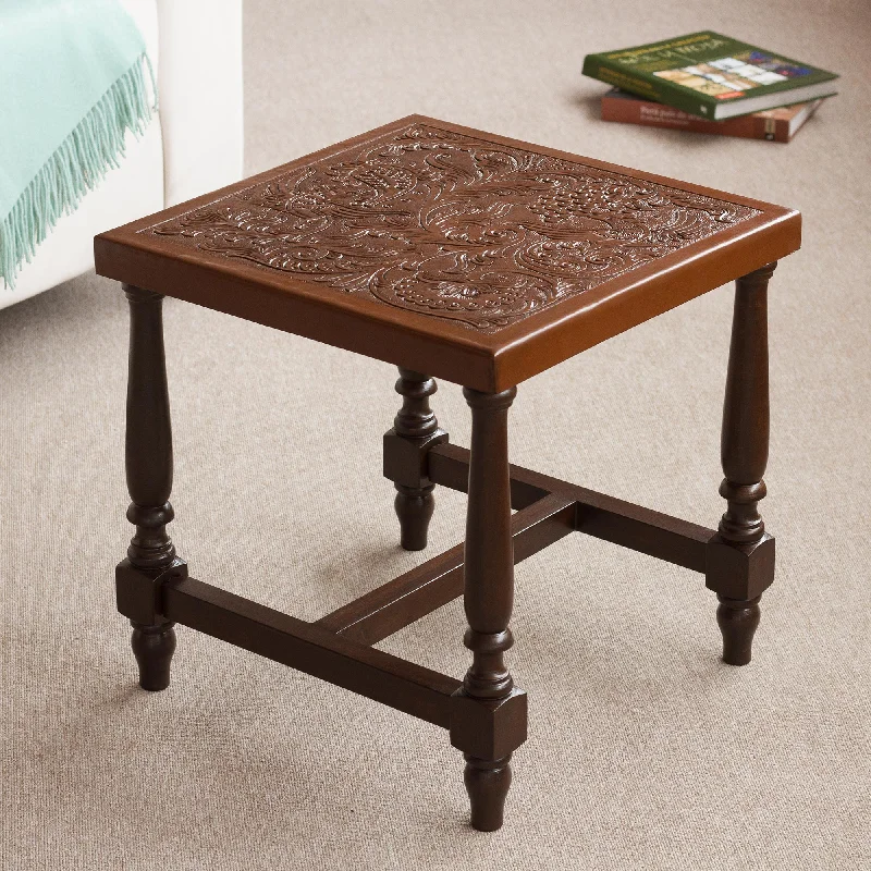 - Summer pet ice matMountain Garden Brown Nature-Inspired Leather and Wood Table from Peru