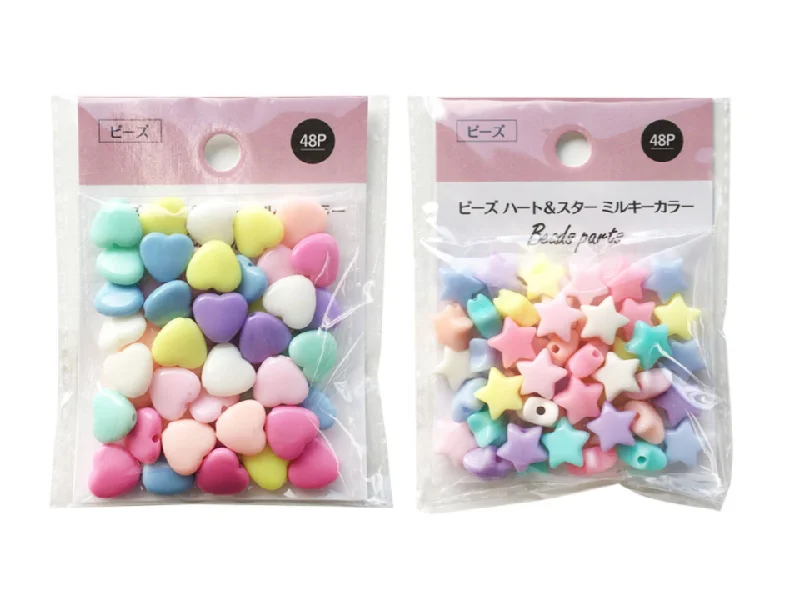 - Pet fence foldable indoorBeads - Heart - Star - Milky Color - 48pcs
