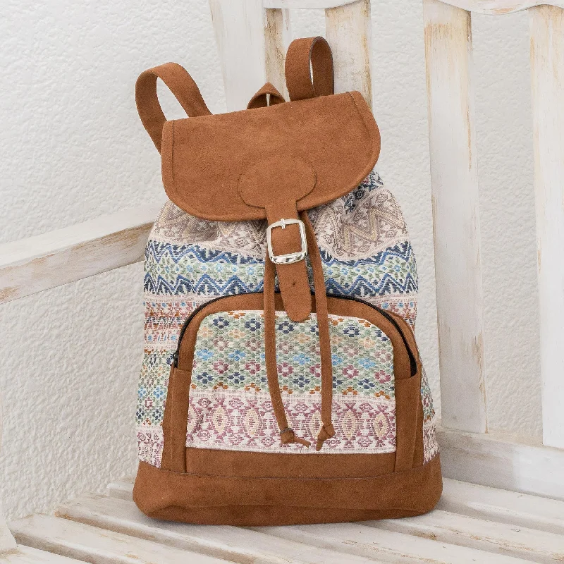 - Air box TSA certified check-inTraditional Pastel Pastel Faux Suede-Accented Cotton Backpack from Guatemala
