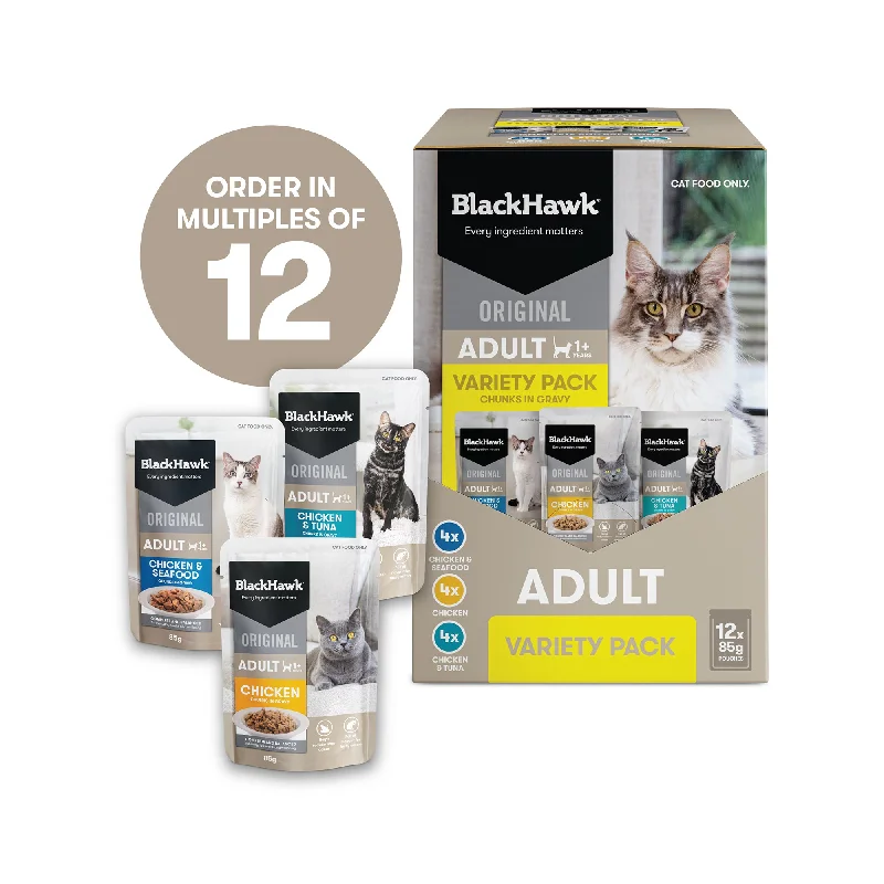    - Recommended online stores for cat food  Black Hawk Varity Pack Gravy Adult Wet Cat Food 85Gx12