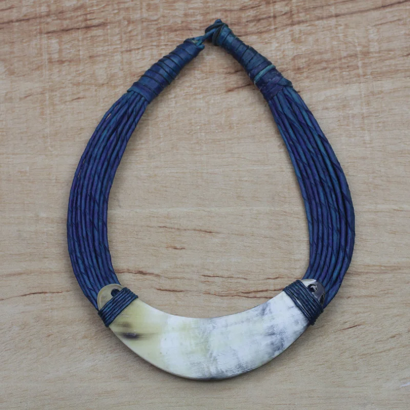 - Durable nylon dog leash wholesaleSida Crescent-Shaped Horn Pendant Necklace with Blue Leather Cord - Durable nylon dog leash wholesaleSida Crescent-Shaped Horn Pendant Necklace with Blue Leather Cord