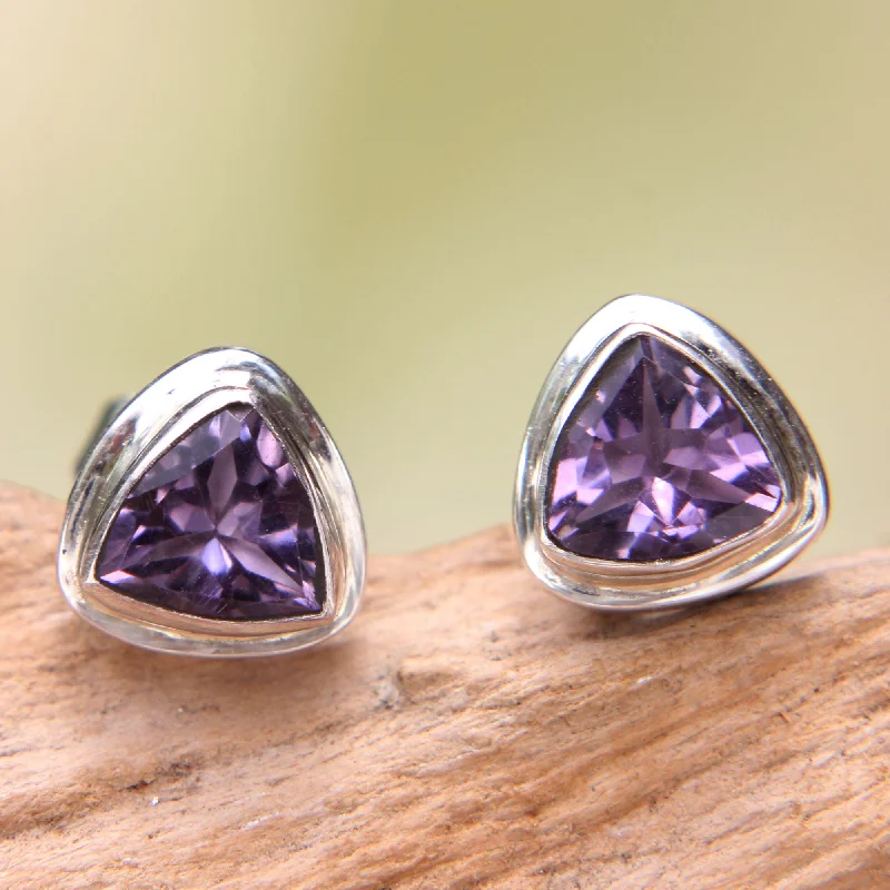 - Deodorizing cat litter tofu litterPurple Trinity Artisan Crafted Amethyst and Sterling Silver Stud Earrings - Deodorizing cat litter tofu litterPurple Trinity Artisan Crafted Amethyst and Sterling Silver Stud Earrings