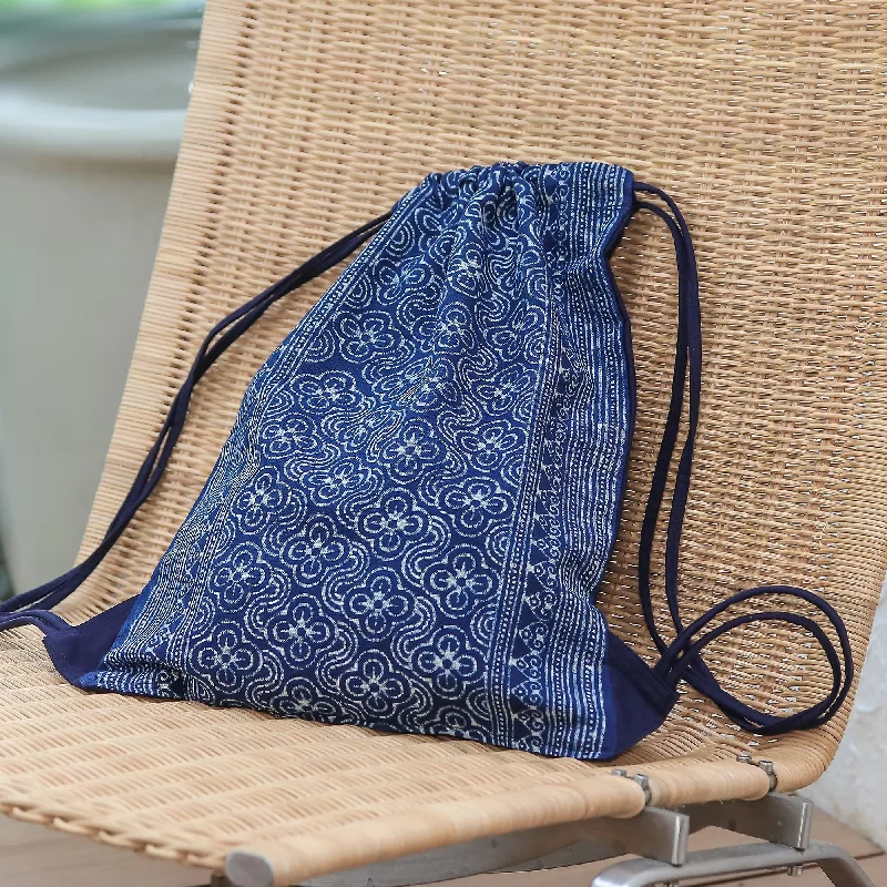 - Teething and chewing toys for puppiesGarden Paths Indigo Batik Cotton Arc and Flower Motif Drawstring Backpack - Teething and chewing toys for puppiesGarden Paths Indigo Batik Cotton Arc and Flower Motif Drawstring Backpack