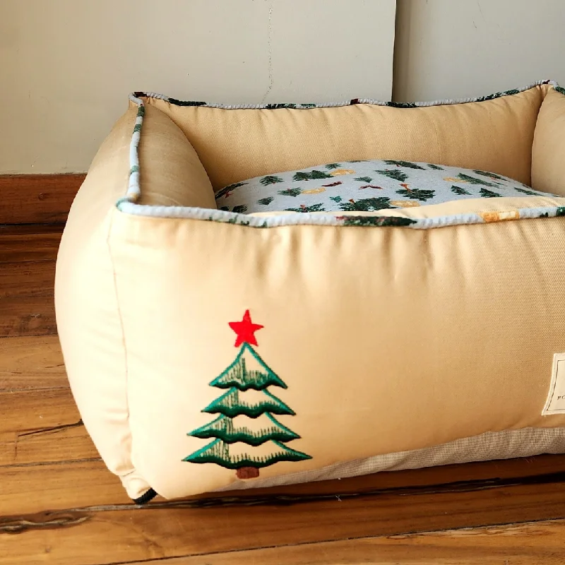 - Winter warm clothes for short-haired dogsPoochMate Christmas Dog Bolster Bed