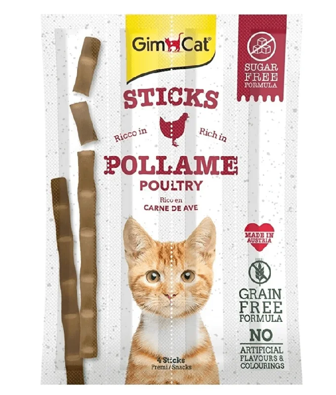    - Chicken flavor cat food  GimCat Sticks Poultry grain-free 4 Sticks