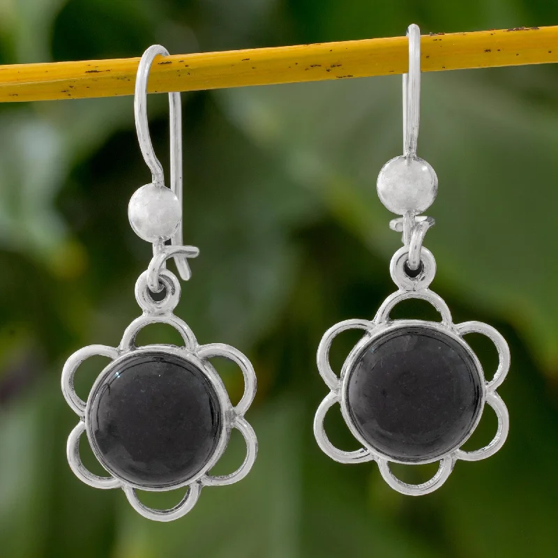 - Car dog seat beltCountry Flower Black Jade Flower Shaped Dangle Earrings from Guatemala