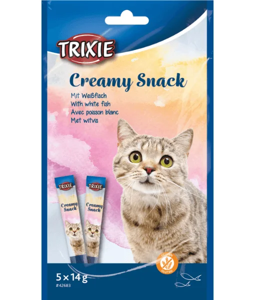    - High-protein cat food  Trixie Creamy Snack Cat Treat - White Fish 5*14g
