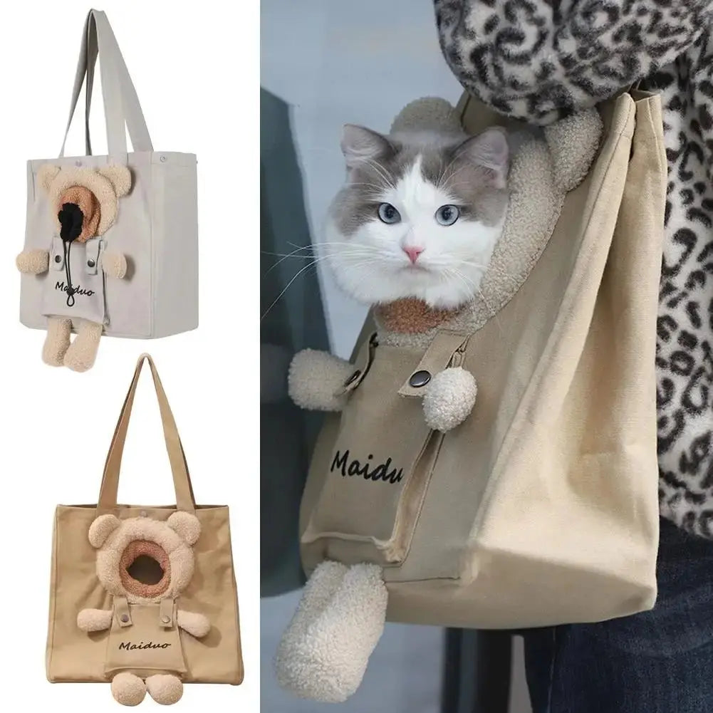  -Splash-proof food bowl AND Anti-choking slow food bowlAnniepaw Canvas Cat Dog Carrier Bag One Shoulder Tote for Small Pets Travel Handbag