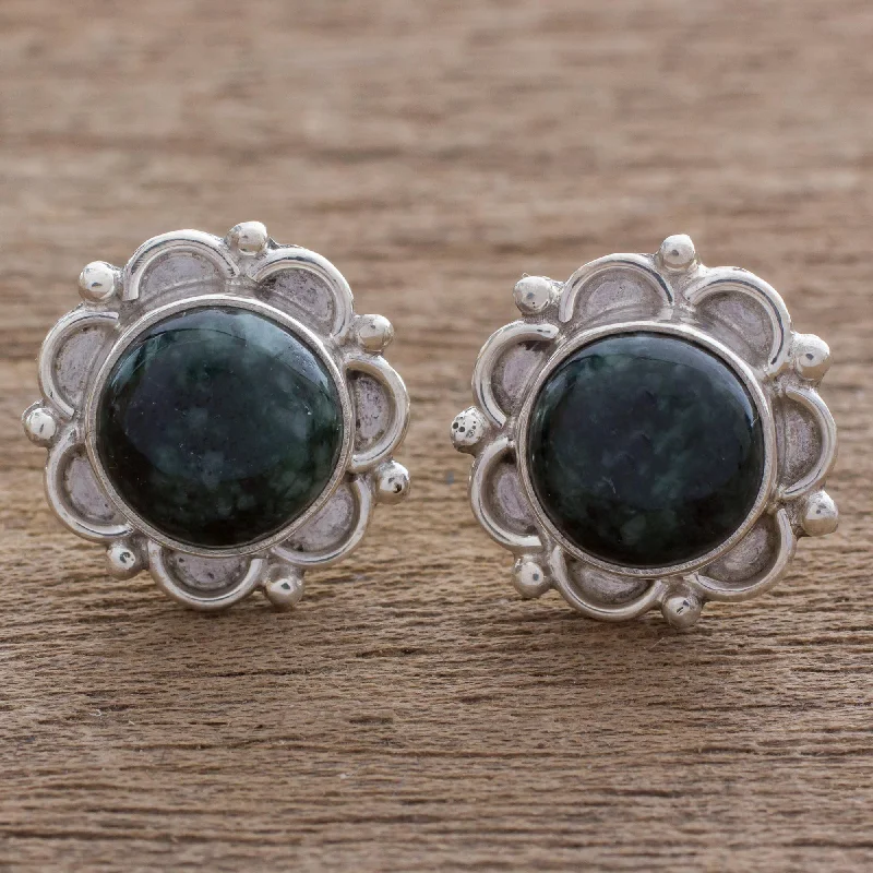 - Natural latex pet mattressDark Forest Princess Sterling Silver Floral Button Earrings with Dark Green Jade