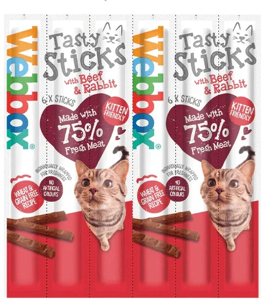 - Cat food for pregnant and nursing cats Webbox - Tasty Sticks Beef & Rabbit Cat Treats 6 sticks - Cat food for pregnant and nursing cats Webbox - Tasty Sticks Beef & Rabbit Cat Treats 6 sticks