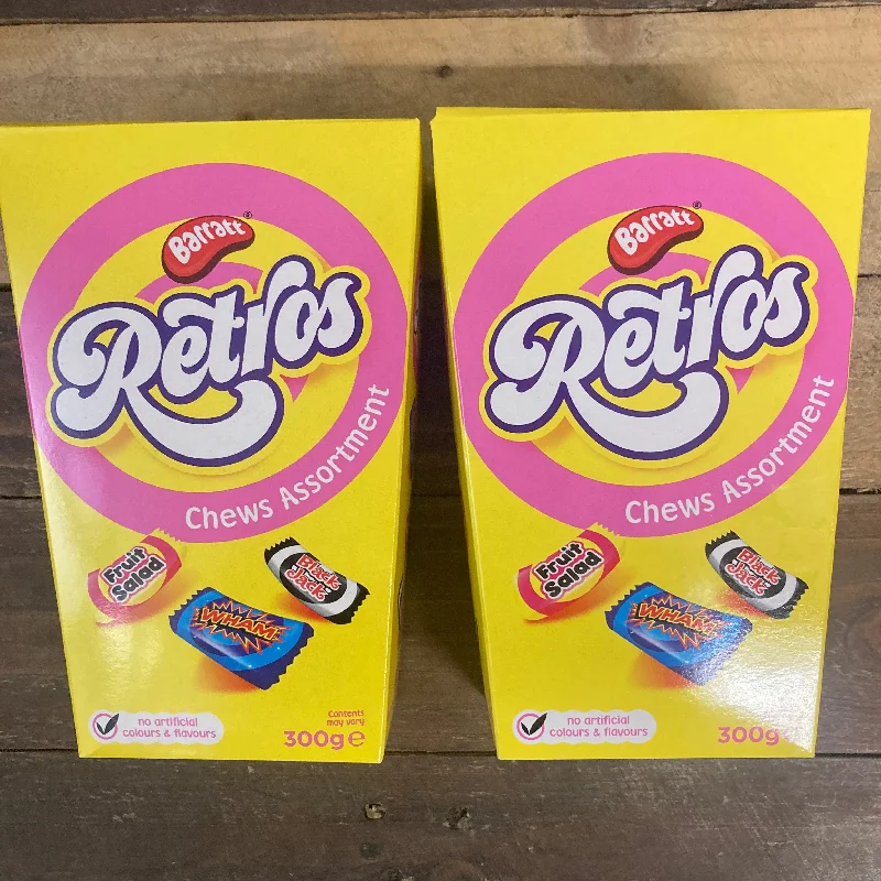 - Pet tear stain cleaning wipes2x Barratt Retros Chews Assortment Boxes (2x300g)