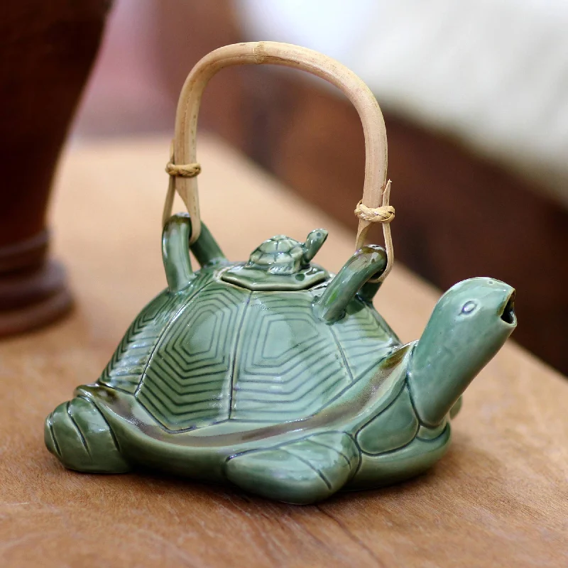 -Anti-scratch scratching board AND cat bed in oneMother Sea Turtle Green Ceramic Teapot with Rattan Handle -Anti-scratch scratching board AND cat bed in oneMother Sea Turtle Green Ceramic Teapot with Rattan Handle