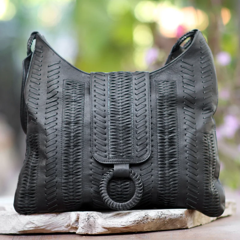- Automatic temperature adjustment cat bedOnyx Anyaman Patterned Leather Hobo Handbag in Onyx from Bali - Automatic temperature adjustment cat bedOnyx Anyaman Patterned Leather Hobo Handbag in Onyx from Bali