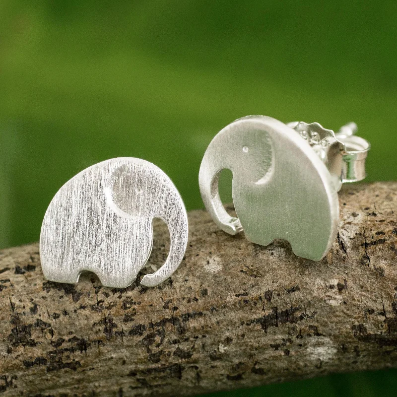 - Parrot climbing and standing wooden frameElephant Fun Stud Earrings with Elephant Motif in 925 Sterling Silver