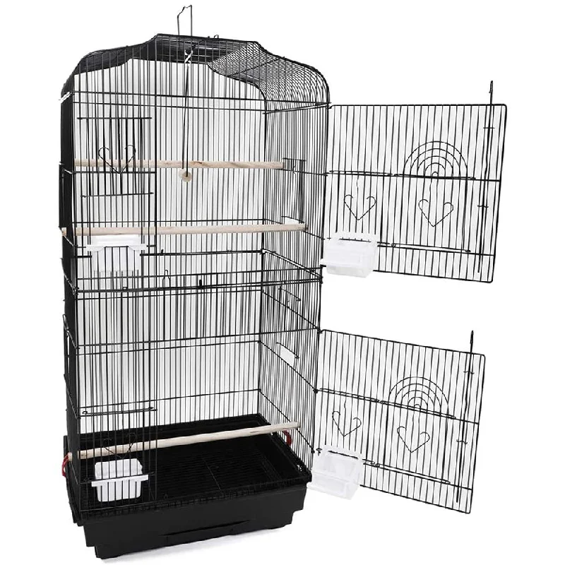 - Deodorizing cat litter tofu litter92cm Large Portable Wire Bird Cage Birdcage  Parrot Cage Wooden Stand Pole Feeding Cup Black