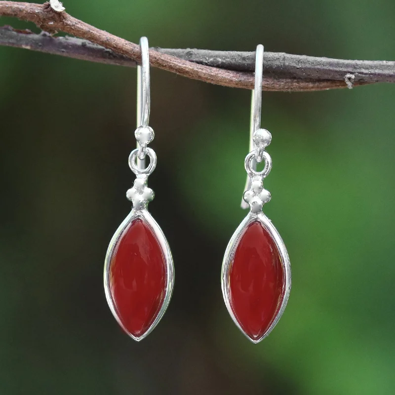  -Explosion-proof leash FOR LARGE dogsKnowing Eyes Rhodium Plated Carnelian Dangle Earrings from Thailand
