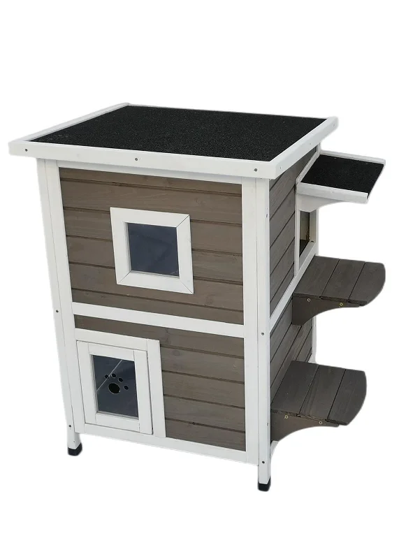 - Organic cotton dog bibsYES4PETS 2 Story Cat Shelter Condo with Escape Door Rainproof Kitty House - Organic cotton dog bibsYES4PETS 2 Story Cat Shelter Condo with Escape Door Rainproof Kitty House