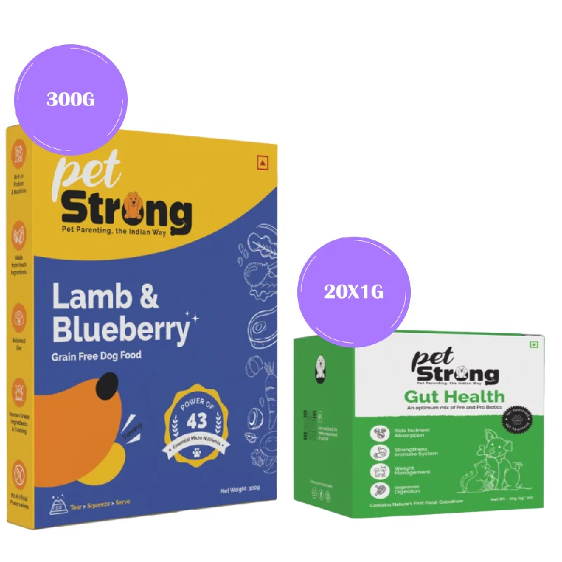  -Anti-slip claw protection raincoat FOR dogsPetStrong Lamb and Blueberry Grain Free Fresh Food and Probiotic and Prebiotic Gut Health Supplement Sachet for Dogs Combo