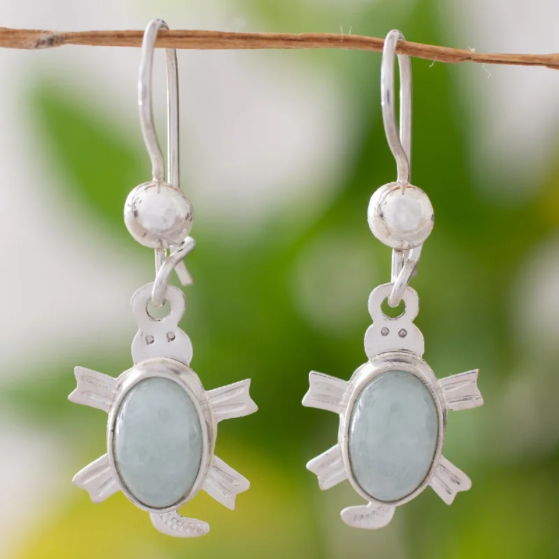 - Hamster silent running wheel to prevent chewingMarine Turtles Light green jade dangle earrings
