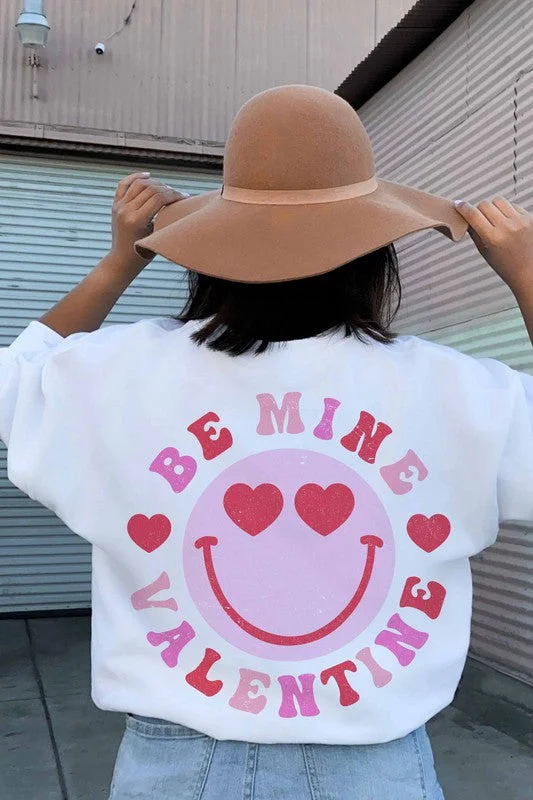 BE MINE VALENTINE SMILEY GRAPHIC SWEATSHIRT