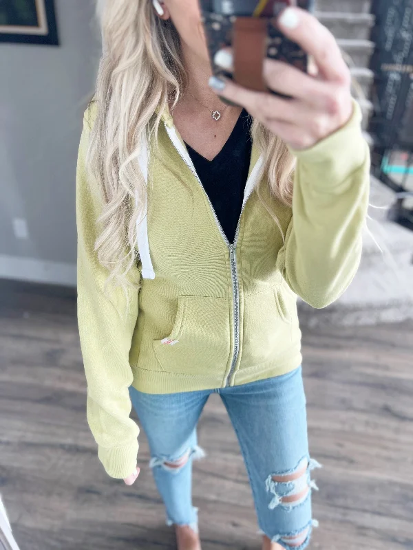 Go Crazy Full Zip Hoodie in Lemon Lime