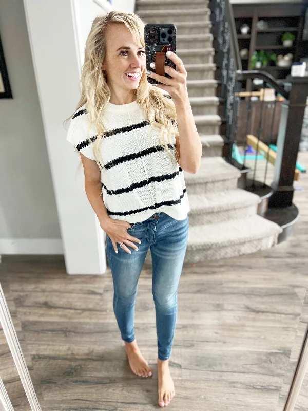 More or Less Striped Sleeveless Sweater