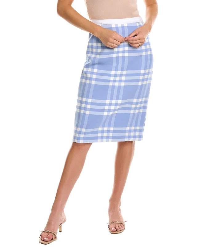 Oscar de la Renta Large Check Wool-Blend Pencil Skirt