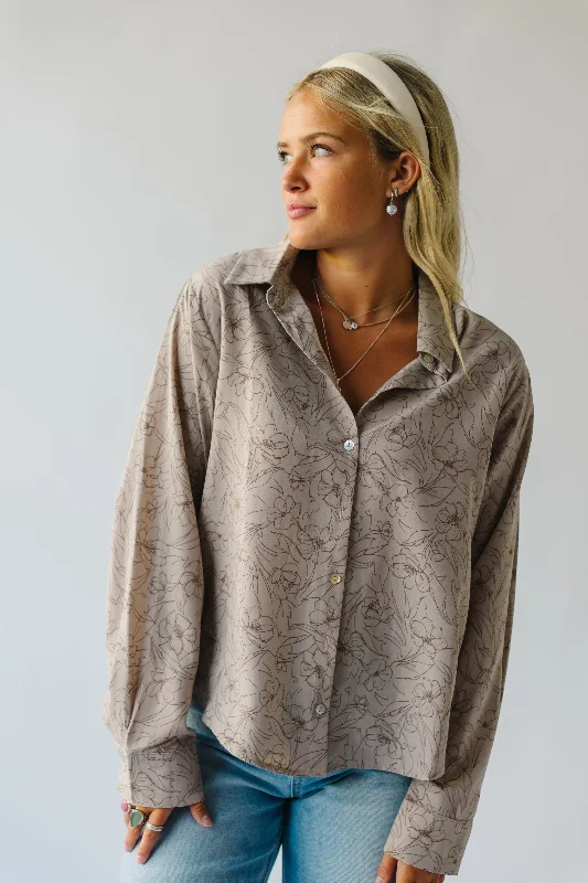 The Rubio Floral Button-Up Blouse in Stone + Mocha