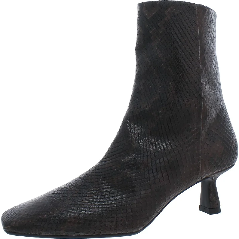 Mati Womens Leather Embossed Ankle Boots