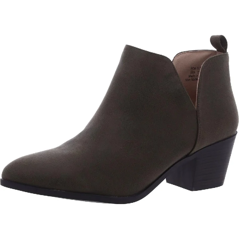 Womens Faux Suede Block Heel Ankle Boots