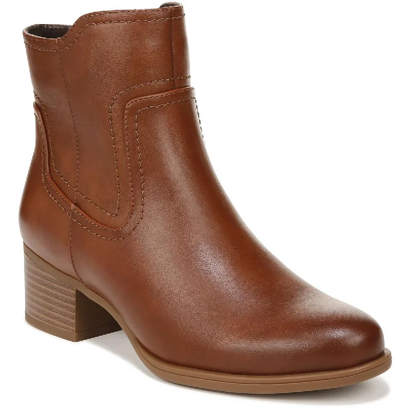 Kelby Womens Faux Leather Almond Toe Ankle Boots